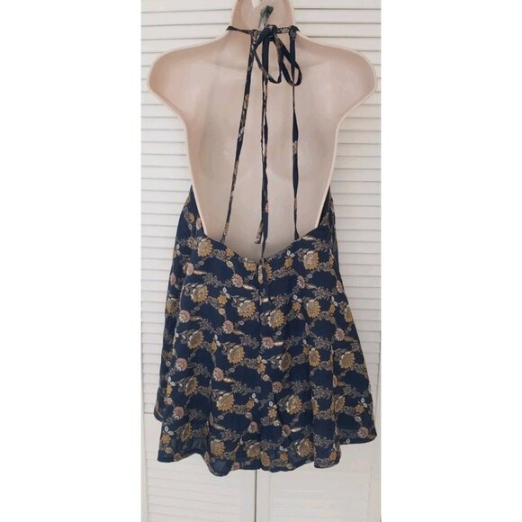NEW FREE PEOPLE CHIARA FLORAL JACQUARD ROMPER IN BLUE SMALL - Picture 6 of 11